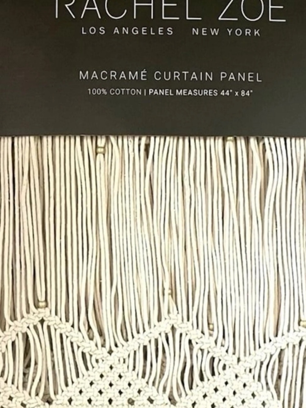 Rachel Zoe Cream Macramé Fringe Curtain Panel-opened but never used